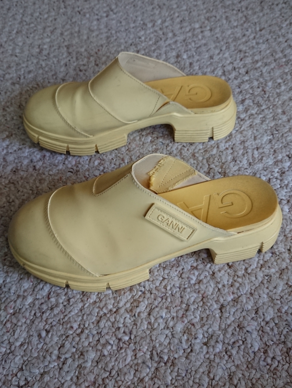 Ganni lemon Yellow Slip-On Clog Mules size 8.5